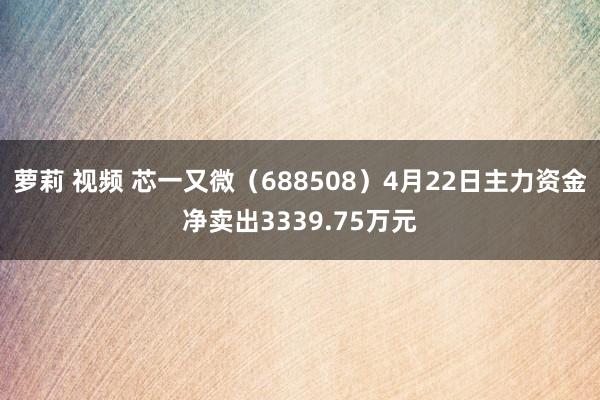 萝莉 视频 芯一又微（688508）4月22日主力资金净卖出3339.75万元