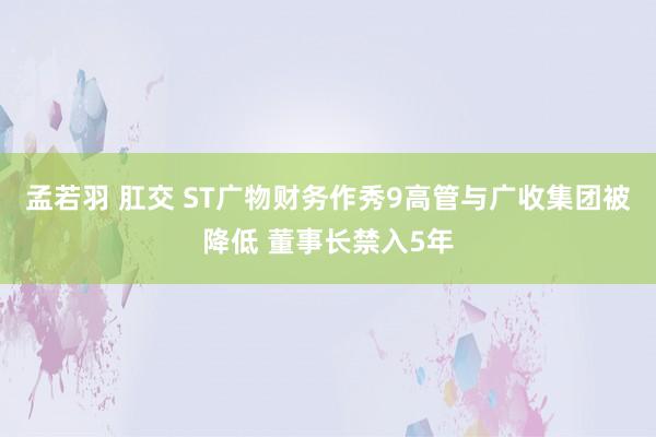 孟若羽 肛交 ST广物财务作秀9高管与广收集团被降低 董事长禁入5年