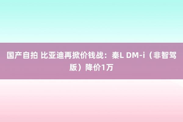 国产自拍 比亚迪再掀价钱战：秦L DM-i（非智驾版）降价1万
